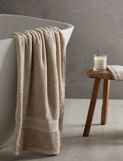 M&S Collection Super Soft Pure Cotton Antibacterial Towel - Guest - Buff, Buff