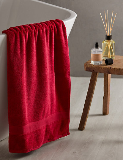 M&S Collection Super Soft Pure Cotton Antibacterial Towel - Bath - Redcurrant, Redcurrant