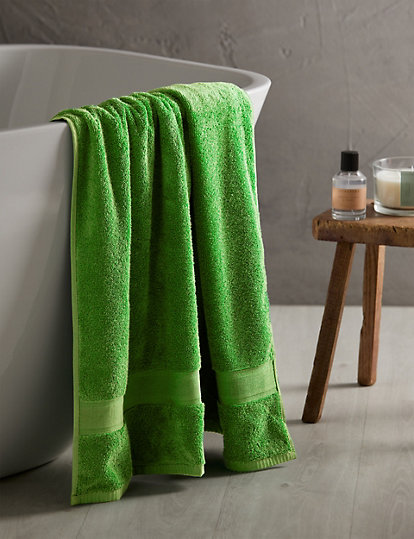 M&S Collection Super Soft Pure Cotton Antibacterial Towel - 2Face - Evergreen, Evergreen