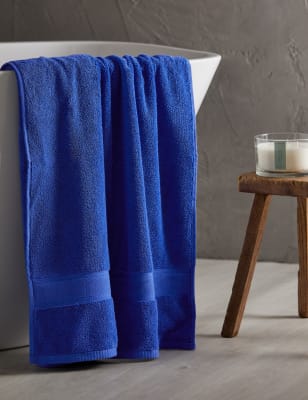 

M&S Collection Super Soft Pure Cotton Antibacterial Towel - Mid Blue, Mid Blue