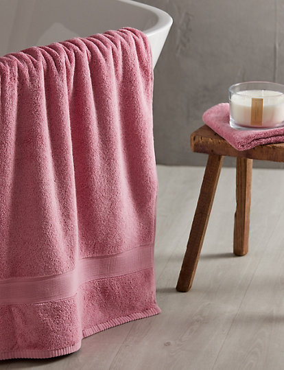M&S Collection Super Soft Pure Cotton Antibacterial Towel - 2Face - Peony, Peony