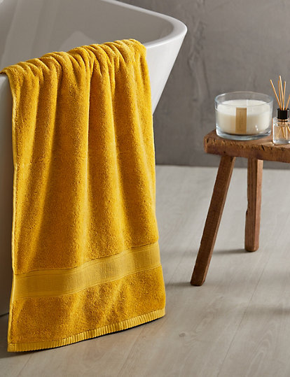 M&S Collection Super Soft Pure Cotton Antibacterial Towel - 2Face - Ochre, Ochre