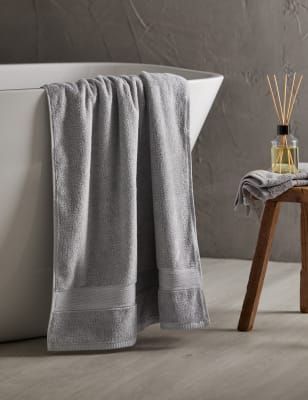 

M&S Collection Super Soft Pure Cotton Antibacterial Towel - Medium Grey, Medium Grey