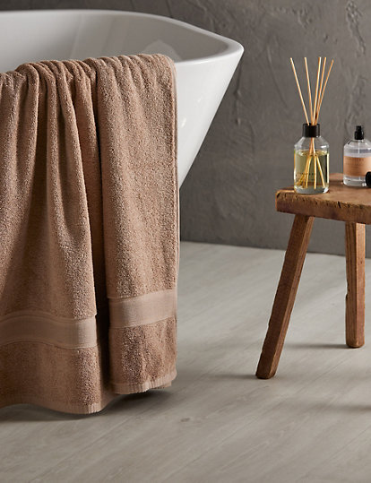 M&S Collection Super Soft Pure Cotton Antibacterial Towel - 2Face - Cappuccino, Cappuccino