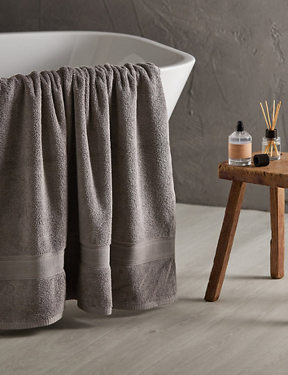 M&S Collection Super Soft Pure Cotton Antibacterial Towel - 2Face - Charcoal, Charcoal