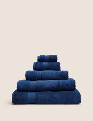 M&S Heavyweight Super Soft Pure Cotton Towel - HAND - Midnight, Midnight,Chambray,White,Charcoal,Sil