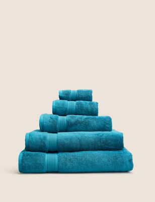 M&S Heavyweight Super Soft Pure Cotton Towel - BATH - Teal, Teal,Mocha,Duck Egg,Charcoal