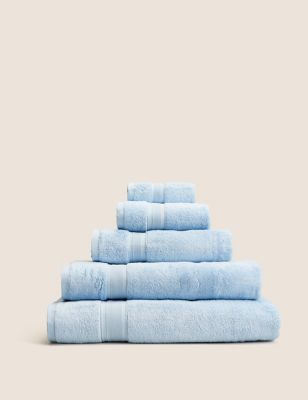 M&S Heavyweight Super Soft Pure Cotton Towel - HAND - Chambray, Chambray,White,Charcoal,Silver Grey,