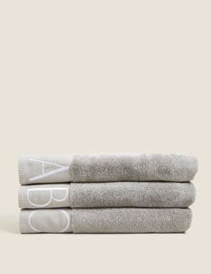 

M&S Collection Pure Cotton Alphabet Towel - Silver Grey, Silver Grey