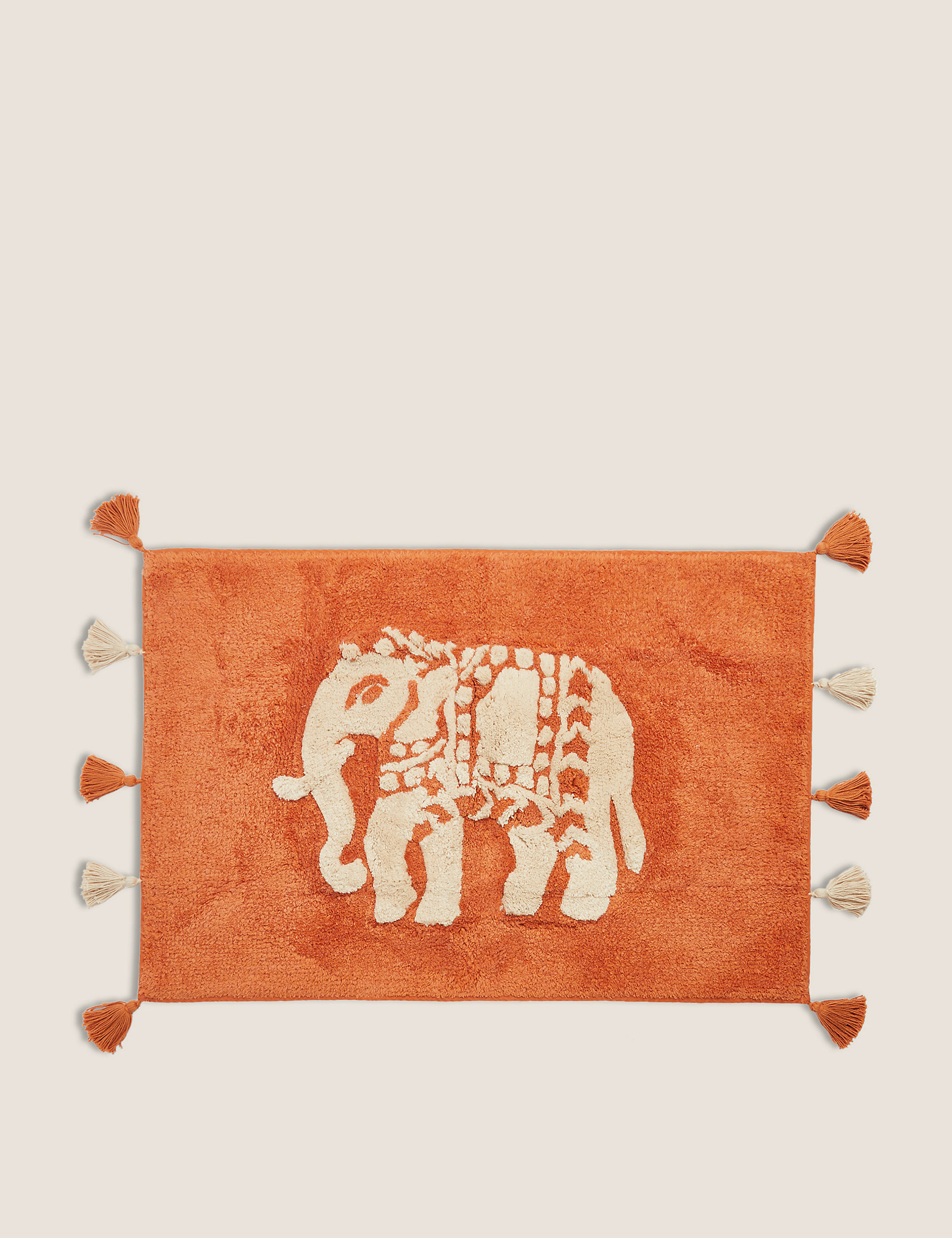 Badvorleger „Priya“ aus reiner Baumwolle mit Elefantenmotiv