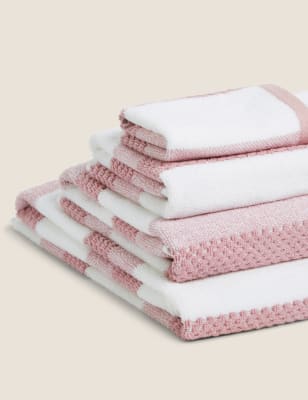 

Toalla texturizada 100% algodón con diseño de rayas - Soft Pink, Soft Pink