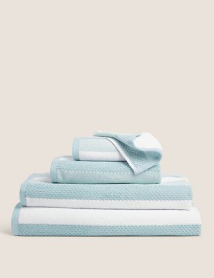 M&S Pure Cotton Striped Textured Towel