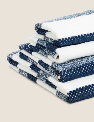 

M&S Collection Pure Cotton Striped Textured Towel - Navy, Navy