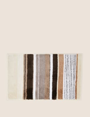 M&S Collection Striped Bath Mat - Neutral, Neutral