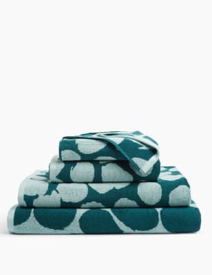 Serviette en coton &agrave; motif pois effet peign&eacute;