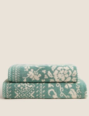 Serviette 100 % coton à motif fleuri en patchwork - Teal Mix