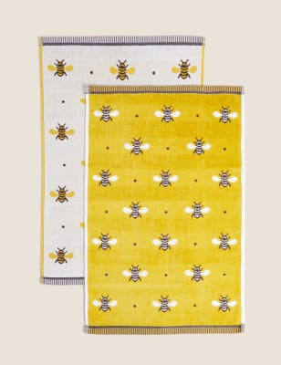 Coffret cadeau serviettes en coton &agrave; motif abeille