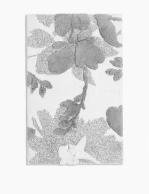 Tapis de bain Tanya 100&nbsp;% coton &agrave; motif fleuri
