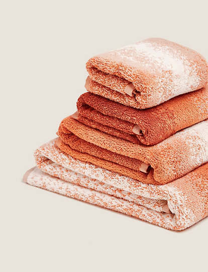 M&S Collection Pure Cotton Ombre Luxury Design Towel - Guest - Terracotta, Terracotta