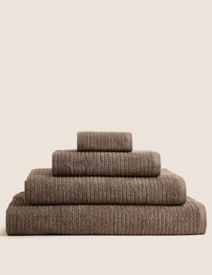 M&S Pure Cotton Quick Dry Towel - BATH - Walnut, Walnut,Stone,White,Navy