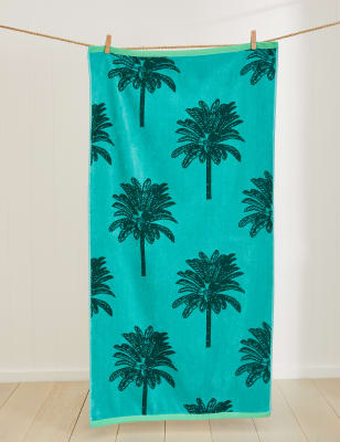 

M&S Collection Pure Cotton Palm Beach Towel - Green Mix, Green Mix