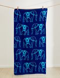 מגבת חוף מכותנה טהורה עם הדפס פיל