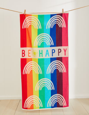 

M&S Collection Pure Cotton Be Happy Beach Towel - Multi, Multi