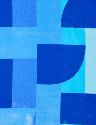 

Pure Cotton Geometric Beach Towel - Blue Mix, Blue Mix