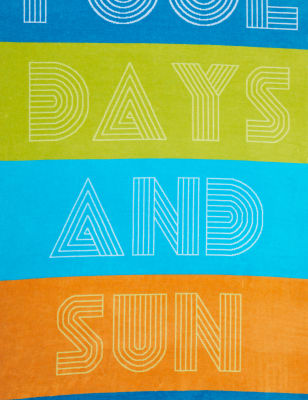 

Pure Cotton Pool Days Slogan Beach Towel - Teal Mix, Teal Mix