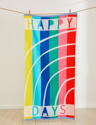منشفة شاطئ من القطن الصافي بشعار Happy Days - OM