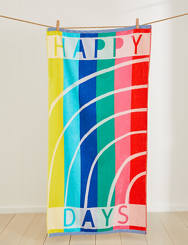 Strandtuch aus reiner Baumwolle „Happy Days“ - AT