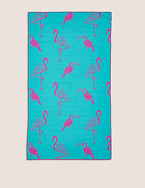 Strandhanddoek van microvezels met flamingomotief