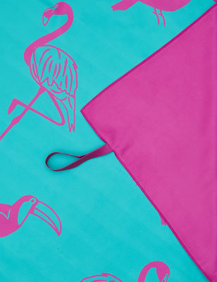 

Strandtuch aus Mikrofaser mit Flamingomuster - Blaugrün Melange, Blaugrün Melange