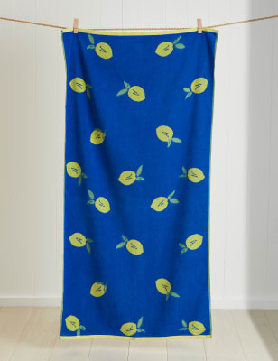 

M&S Collection Pure Cotton Lemon Beach Towel - Blue Mix, Blue Mix