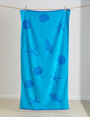 

M&S Collection Pure Cotton Shell Beach Towel - Teal Mix, Teal Mix