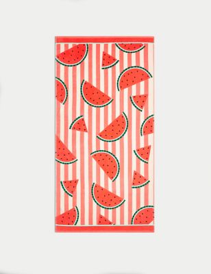 M&S Pure Cotton Watermelon Beach Towel - Red Mix, Red Mix