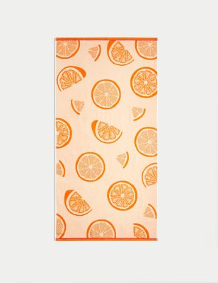 M&S Pure Cotton Orange Slices Beach Towel, Orange