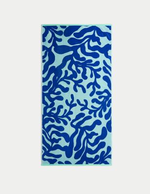 

M&S Collection Pure Cotton Coral Beach Towel - Blue Mix, Blue Mix
