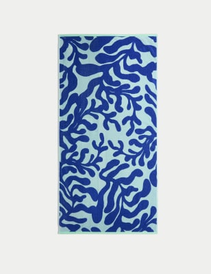 

M&S Collection Pure Cotton Coral Beach Towel - Blue Mix, Blue Mix