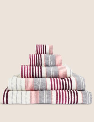 

Pure Cotton Striped Spa Towel - Dark Crimson, Dark Crimson