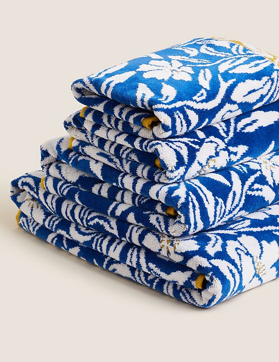 Pure Cotton Velour Floral Towel