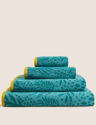 

M&S Collection Pure Cotton Dotty Leaf Towel - Teal Mix, Teal Mix