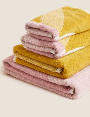 

M&S Collection Pure Cotton Abstract Shapes Towel - Yellow Mix, Yellow Mix