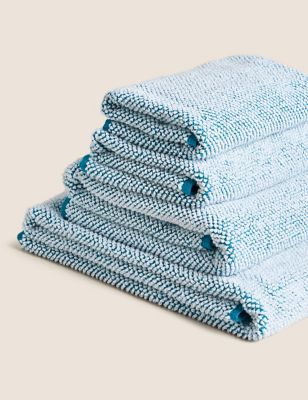 M&S Pure Cotton Cosy Weave Towel - HAND - Teal, Teal,Plum,Navy,Natural,Powder Blue,Sage Green,Ochre