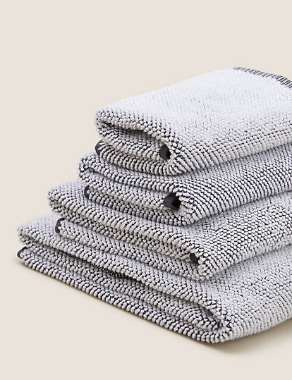 M&S Collection Pure Cotton Cosy Weave Towel - Guest - Grey Mix, Grey Mix