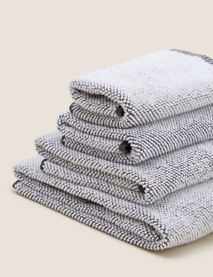 M&S Pure Cotton Cosy Weave Towel - HAND - Grey Mix, Grey Mix,Teal,Plum,Navy,Natural,Sage Green,Ochre