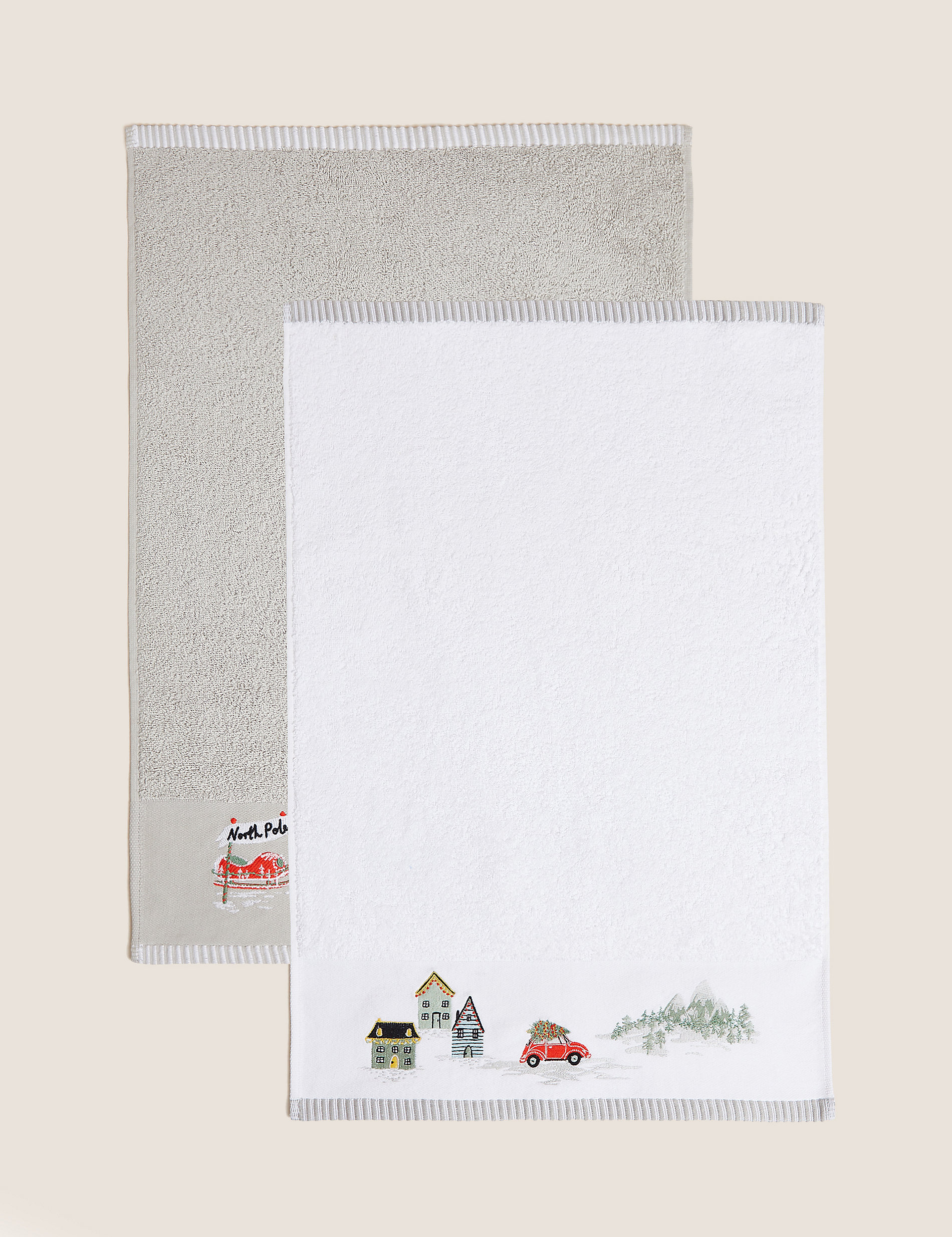 Set of 2 Pure Cotton North Pole Towels