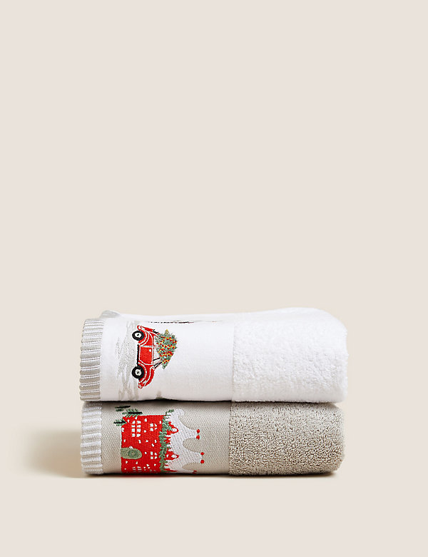 Set of 2 Pure Cotton North Pole Towels - NZ