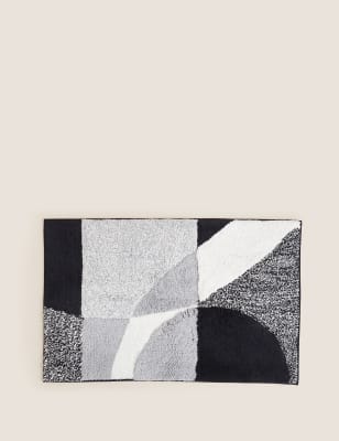 

M&S Collection Pure Cotton Geometric Bath Mat - Black Mix, Black Mix