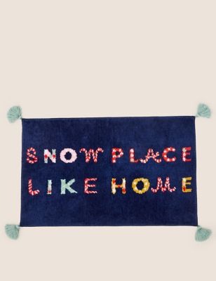 

M&S Collection Snow Place Like Home Slogan Bath Mat - Navy Mix, Navy Mix